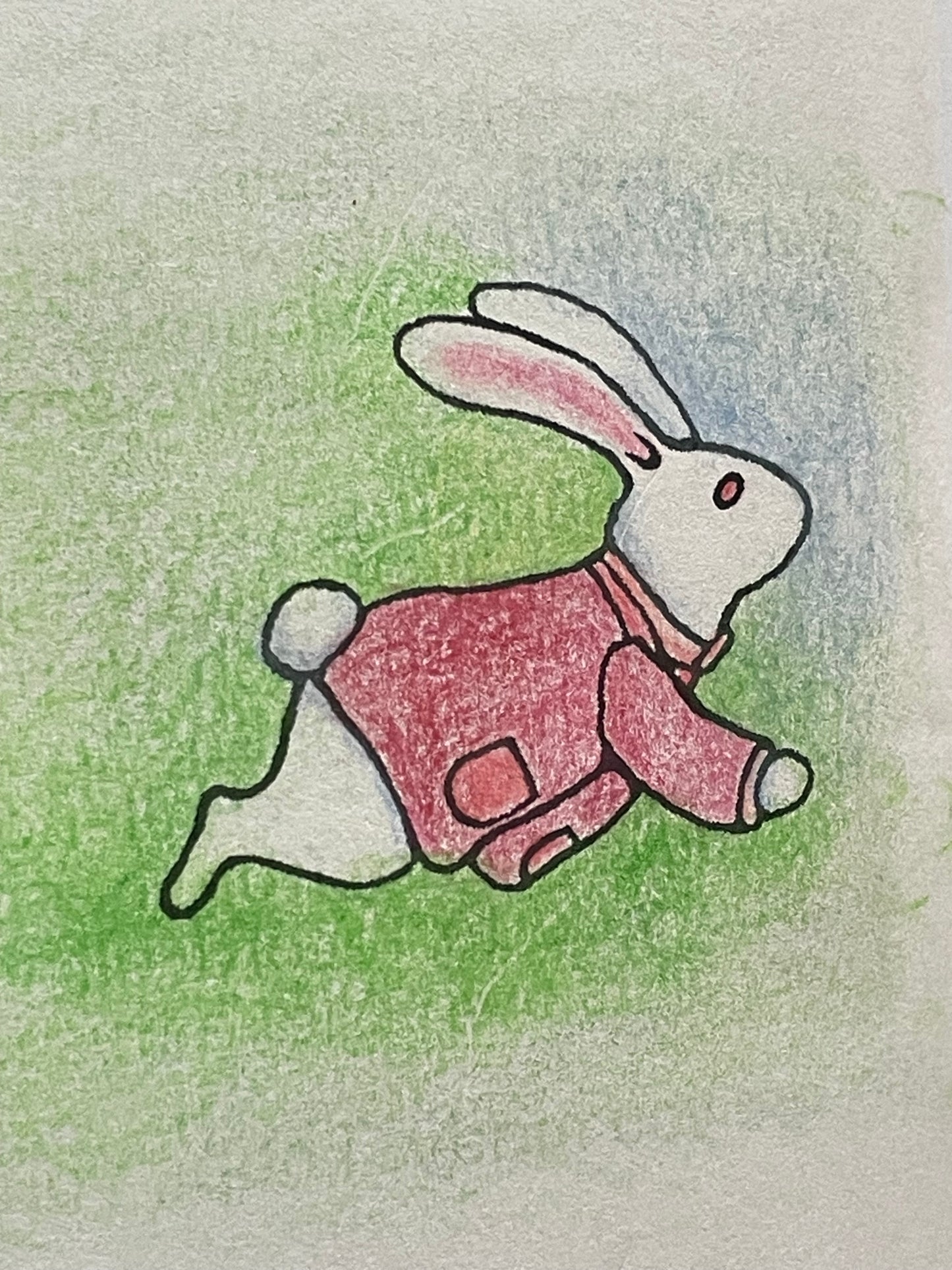 The White Rabbit colored with colored pencils