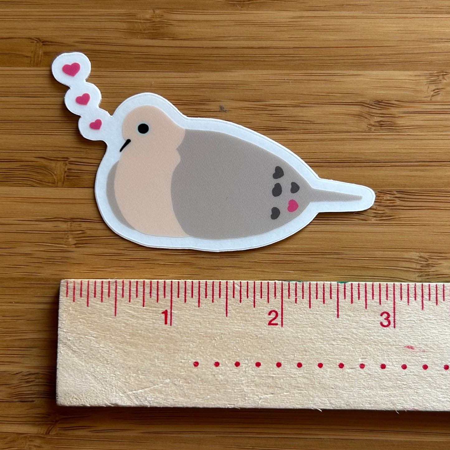 "Sending Hearts" Mourning Dove Clear Sticker