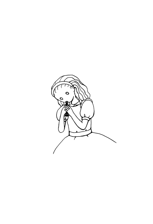 illustration of Alice drinking from a tiny bottle