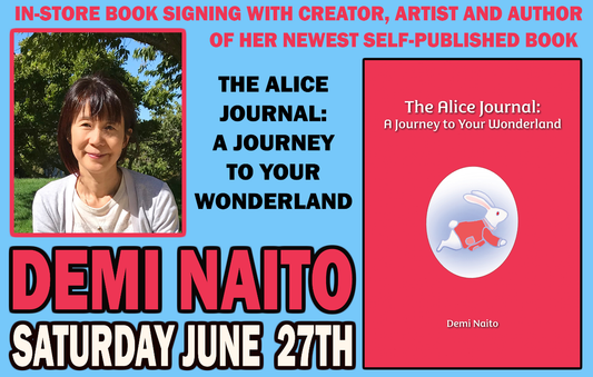 flyer of Demi Naito in-store book signing at Golden Apple Comics in Los Angeles