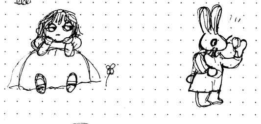 a doodle of alice and the white rabbit