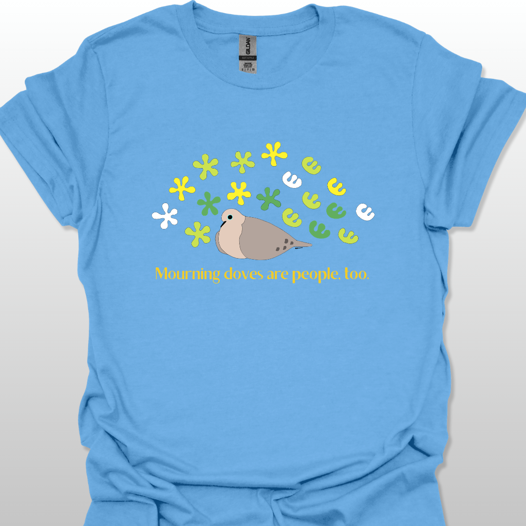 Carolina Blue t-shirt with a graphic of a dove and text on a white background
