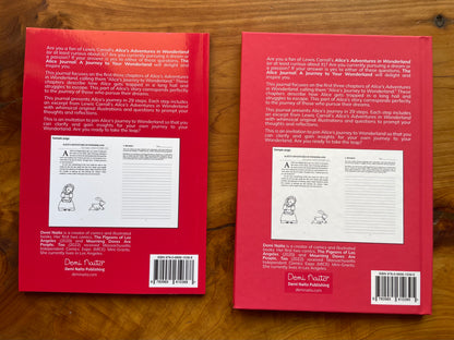 The softcover and hardcover versions of The Alice Journal show the back covers.