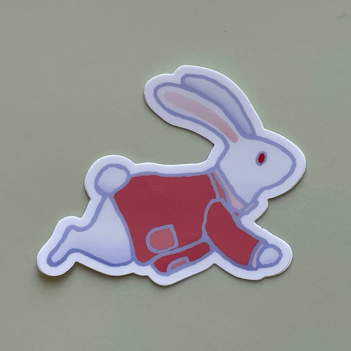 Sticker of The White Rabbit in red clothing