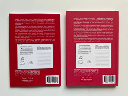 The bock covers of the softcover and the hardcover versions of The Alice Journal