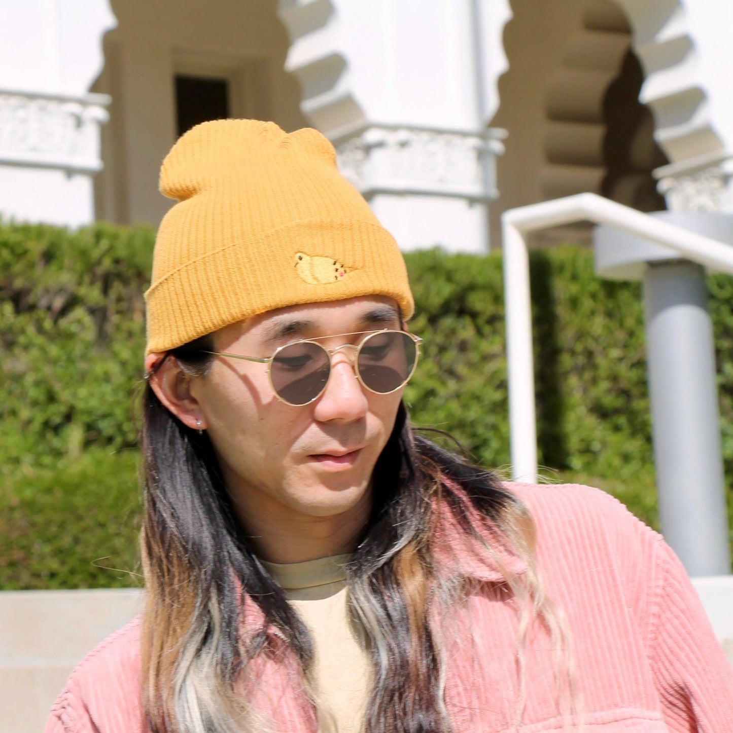 Organic Cotton Embroidered Beanie - Mourning Dove