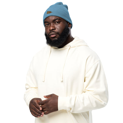 Organic Cotton Embroidered Beanie - Mourning Dove